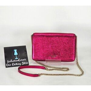 Kate Spade Women's Metallic Pink Spencer Chain Crossbody Wallet Clutch 161